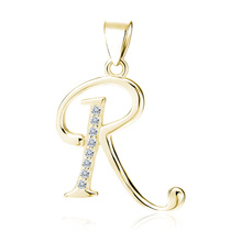 Silver (925) gold-plated pendant white zirconias - letter R