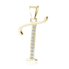 Silver (925) gold-plated pendant white zirconias - letter T