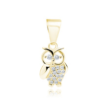 Silver (925) gold-plated pendant with white zirconias - owl