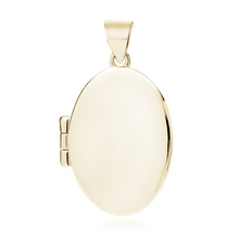 Silver (925) gold-plated polished pendant - oval shaped locket