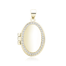 Silver (925) gold-plated polished pendant - oval shaped locket