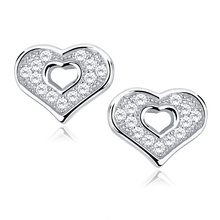 Silver (925) heart earrings with zirconia