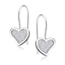 Silver (925) heart earrings with zirconia