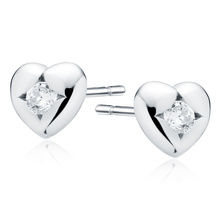 Silver (925) heart shape earrings with zirconia