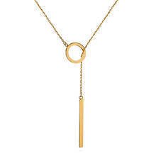 Silver (925) lariat necklace with circle and rectangle pendant - gold plated