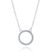 Silver (925) necklace - circle with white zirconias