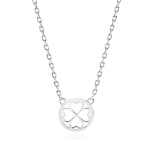 Silver (925) necklace - clover / hearts in a circle