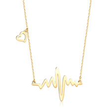 Silver (925) necklace heart and heartbeat - gold-plated