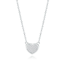 Silver (925) necklace - heart with white zirconias