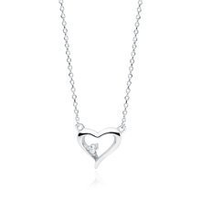 Silver (925) necklace - heart with zirconia