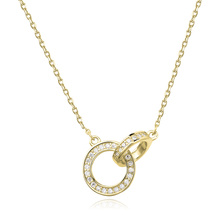 Silver (925) necklace of celebrities with circles & zirconia gold-plated
