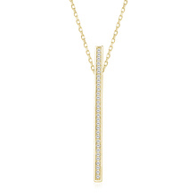 Silver (925) necklace - rectangle with zirconia, gold-plated