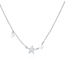 Silver (925) necklace - stars with zirconia