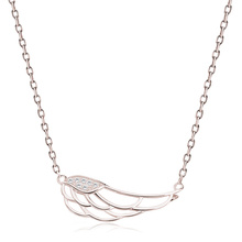 Silver (925) necklace - wing with zirconia, rose gold-plated