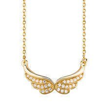 Silver (925) necklace - wings with zirconia, gold-plated