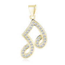Silver (925) note pendant with zirconia - gold-plated