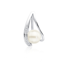 Silver (925) pearl pendant with zirconia