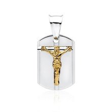 Silver (925) pendant - Jesus Christ on cross, gold-plated