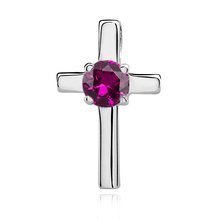 Silver (925) pendant cross with ruby zirconia