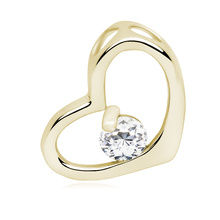 Silver (925) pendant - gold-plated heart with white zirconia