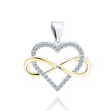 Silver (925) pendant - heart with gold-plated infinity and zirconias