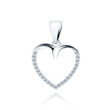 Silver (925) pendant heart with white zirconias