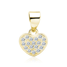Silver (925) pendant - heart with zirconia, gold-plated