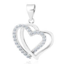 Silver (925) pendant - hearts with zirconias