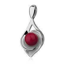 Silver (925) pendant - red ball