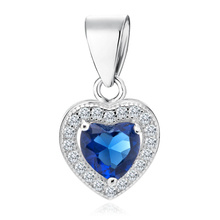 Silver (925) pendant sapphire colored zirconia - heart