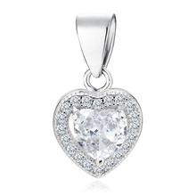 Silver (925) pendant white colored zirconia - heart