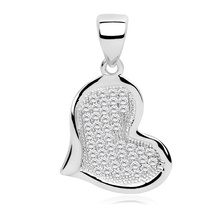 Silver (925) pendant white zirconia - heart  concave