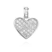 Silver (925) pendant white zirconia - heart microsetting