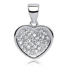 Silver (925) pendant white zirconia - heart small