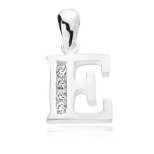 Silver (925) pendant white zirconia - letter E