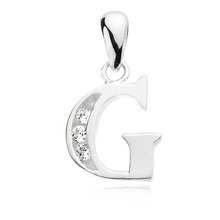 Silver (925) pendant white zirconia - letter G