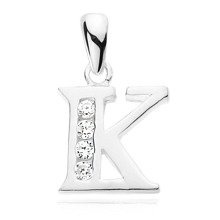 Silver (925) pendant white zirconia - letter K