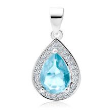 Silver (925) pendant with aquamarine zirconia