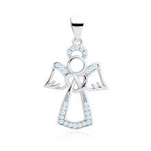 Silver (925) pendant with aquamarine zirconia - angel