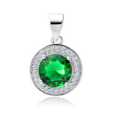 Silver (925) pendant with round emerald zirconia