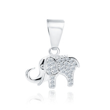 Silver (925) pendant with white zirconias - elephant