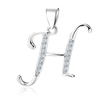 Silver (925) pendant with white zirconias - letter H