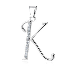 Silver (925) pendant with white zirconias - letter K