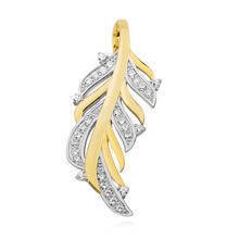 Silver (925) pendant with zirconia, gold-plated feather