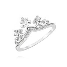 Silver (925) ring - crown with zirconia