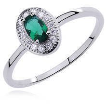 Silver (925) ring with emerald colored & white zirconia