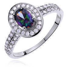 Silver (925) ring with multicolored colored & white zirconia