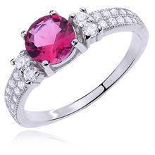 Silver (925) ring with ruby color & white zirconia