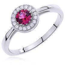 Silver (925) ring with ruby color & white zirconia
