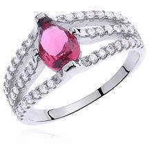 Silver (925) ring with ruby colored & white zirconia